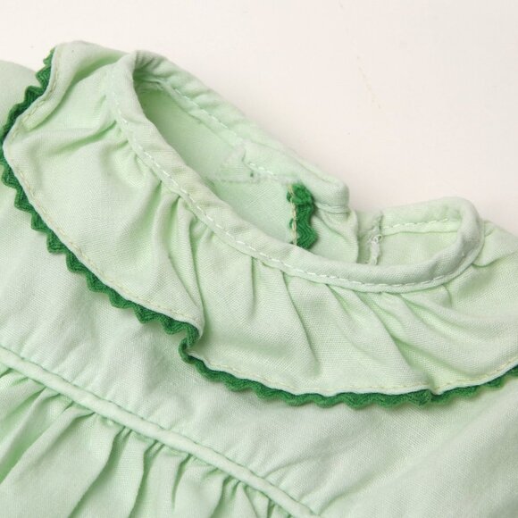 Vintage Baby Girls Dress Tops Frilly Green White Pink Hearts Polka Dot 1980s x 2 - Picture 6 of 13